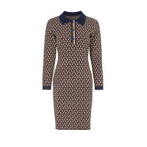 Diane Von Furstenberg XS Milena LongSleeve Polo Sheath Dress, Viscose Knit Blend